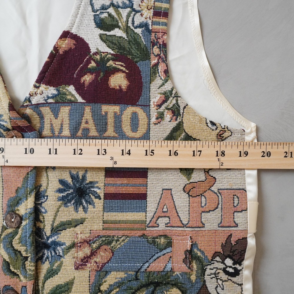 Vintage Jerry Leigh Looney Tunes Tapestry Vest Medium Mens Taz Tomato 90s - Picture 7 of 7